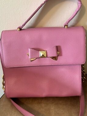 Betsey Johnson pink Devin Shoulder Bag with detachable chain